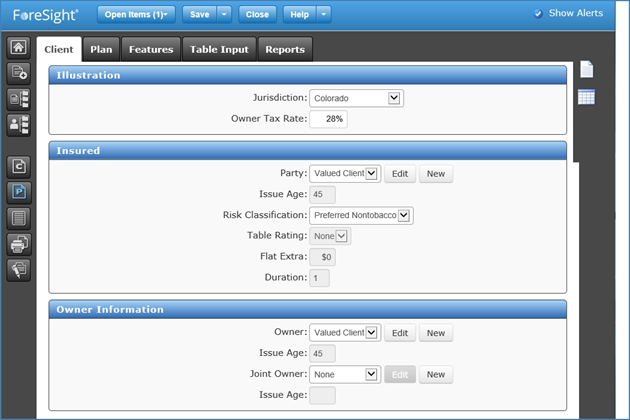 ForeSight Screen in Optimized View